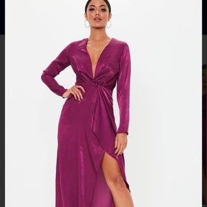 satin maxi dress with split